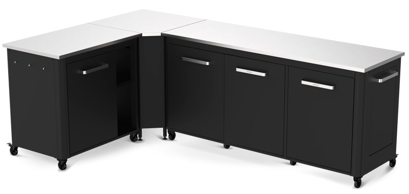 COZZE Outdoorküche (L-förmig) mit Edelstahl Arbeitsfläche - 160 x 250 cm