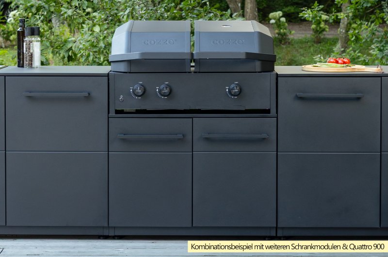 COZZE Outdoor Küche Elements - niedriger Schrank mit Türen, 90 cm inkl. Arbeitsplatte (Stahl)