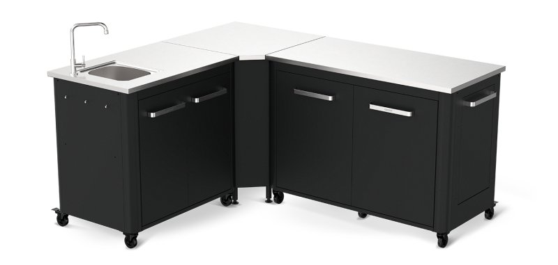 COZZE Outdoorküche (L-förmig) mit Edelstahl Arbeitsfläche & Spüle - 160 x 190 cm