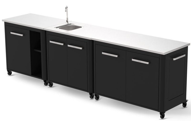 COZZE Outdoorküche mit Edelstahl Arbeitsfläche & Spüle - 300 x 60 cm
