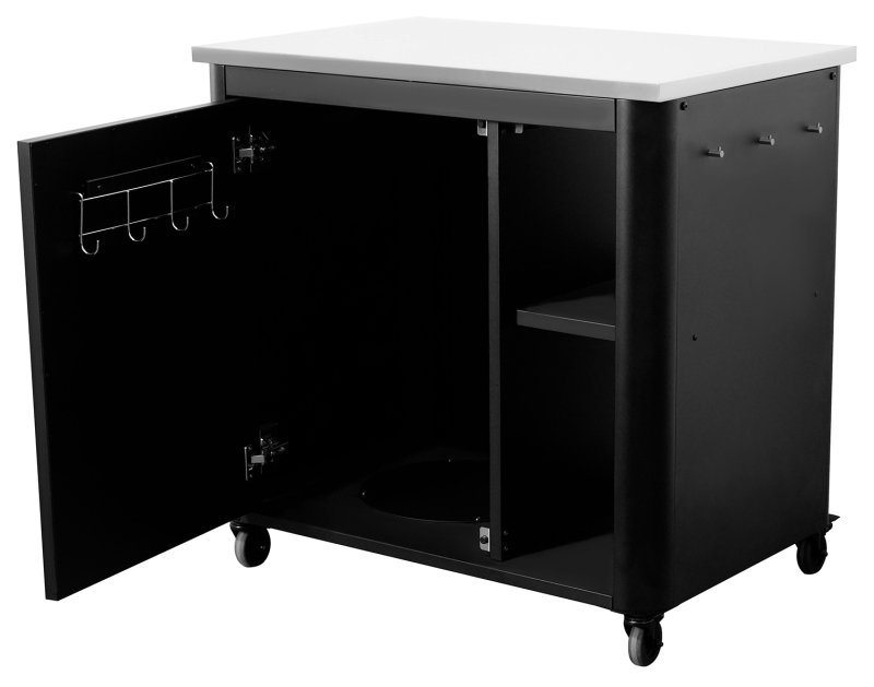 COZZE Pizzastation mit Gas Pizzaofen 42,5 cm (17") mit Thermometer & rotierendem Pizzastein - inkl. Hitzeschild und Schrankmodul 90 cm