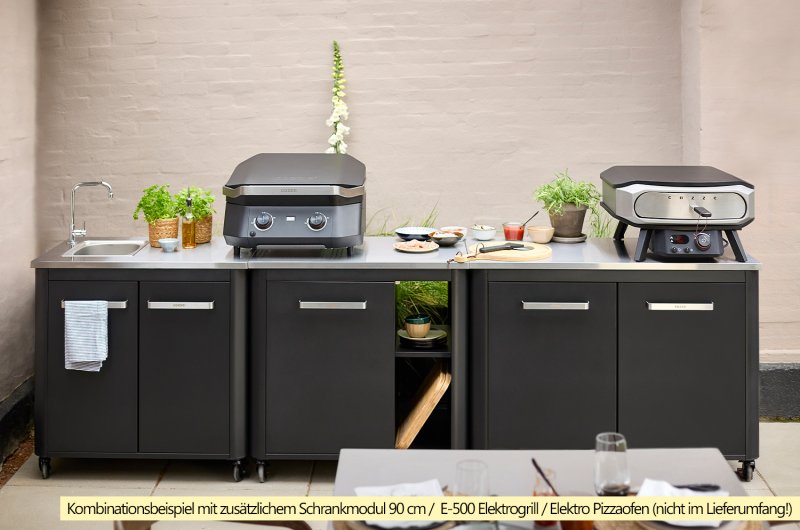 COZZE Outdoor Küche mit Edelstahl Arbeitsfläche & Spüle - 210 x 60 cm