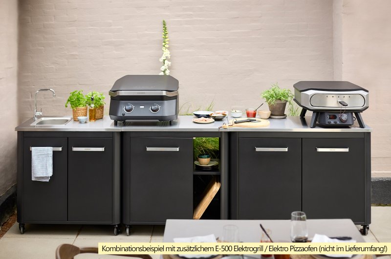 COZZE Outdoor Küche mit Edelstahl Arbeitsfläche & Spüle - 300 x 60 cm