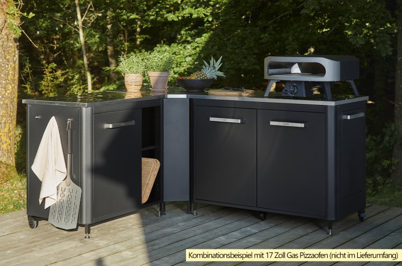 COZZE Outdoor Küche (L-förmig) mit Edelstahl Arbeitsfläche - 160 x 190 cm