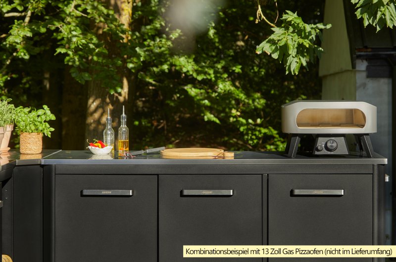 COZZE Outdoor Küche (L-förmig) mit Edelstahl Arbeitsfläche - 160 x 250 cm