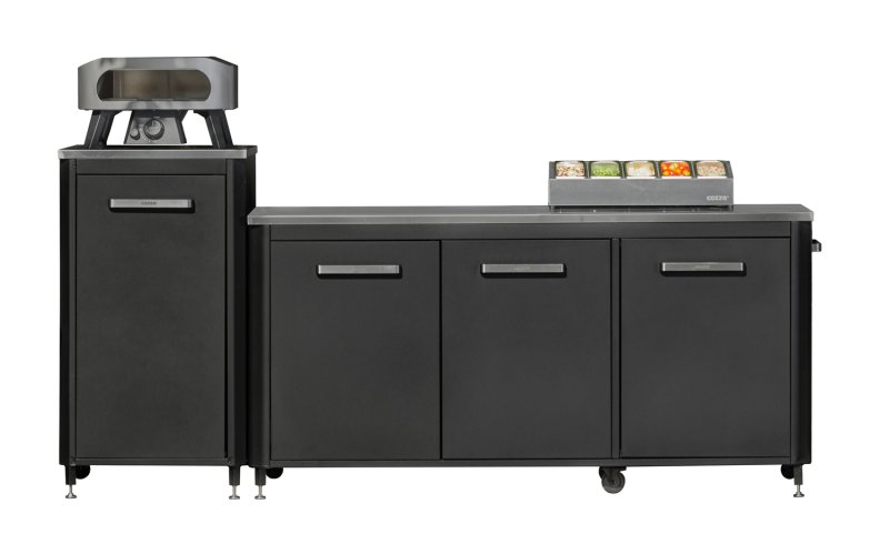 COZZE Outdoorküche / 240 x 60 x 110 cm - inkl. COZZE Basic Pizzaofen 34 cm (13") + Pizza Topping Station