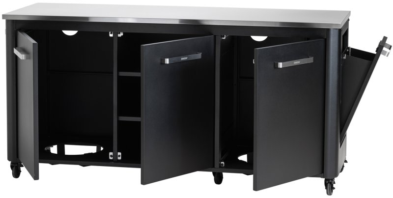 COZZE Outdoor Küche: Schrankmodul 3-türig mit Edelstahl Arbeitsfläche / 180 x 60 x 90 cm