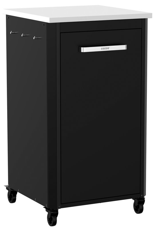 COZZE Pizzaofen Gas 42,5 cm (17") - mit rotierendem Pizzastein - inkl. Hitzeschild + Schrankmodul 1-türig