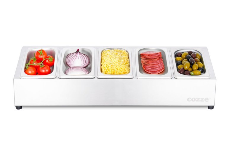 COZZE XL Pizzaofen Zubehör Set: Pizza-Station mit 5 Behältern und Deckeln, Pizzaschieber, Pizzaschneider und Infrarot Thermometer