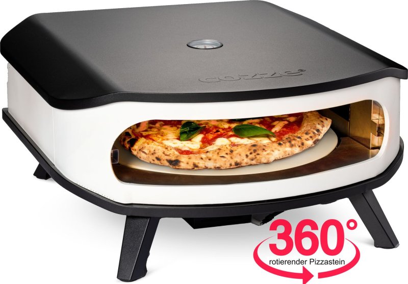 COZZE Pizzaofen Gas 42,5 cm (17") mit Thermometer - inkl. rotierendem Pizzastein + Hitzeschild