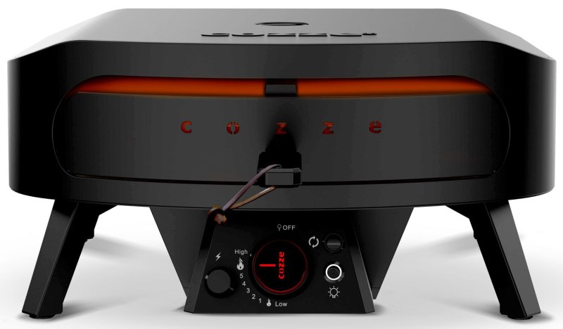 COZZE Pizzaofen Gas CLASSIC Black Edition 42,5 cm (17") - mit rotierendem Pizzastein - inkl. Hitzeschild