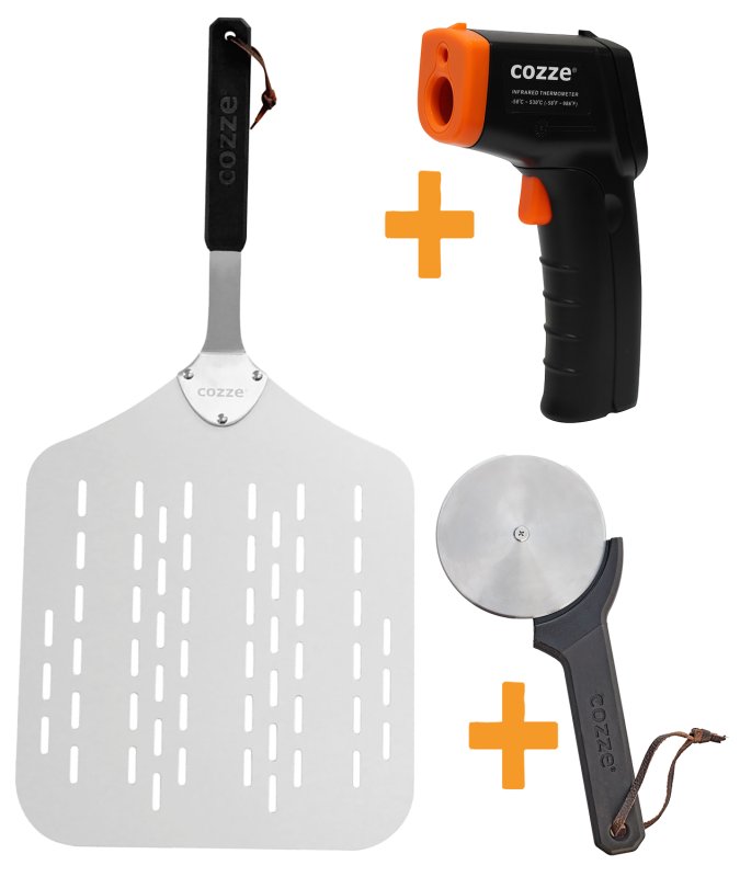 COZZE Pizza Starter Kit: Pizzaschieber, Pizzaschneider und Infrarot Thermometer