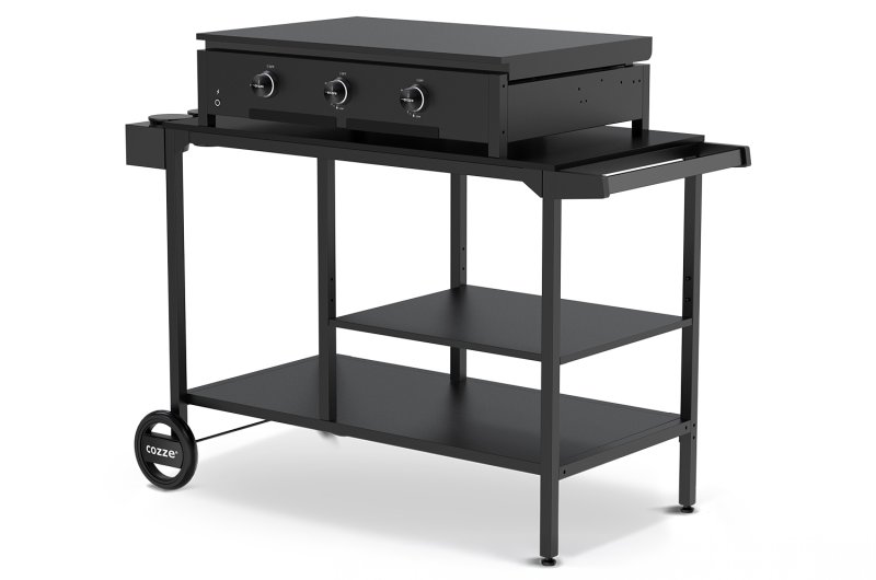 Cozze Combo 900 - Planchagrill und Steakstation - mit Plancha und Infrarotbrenner, inkl. fahrbarem Untergestell