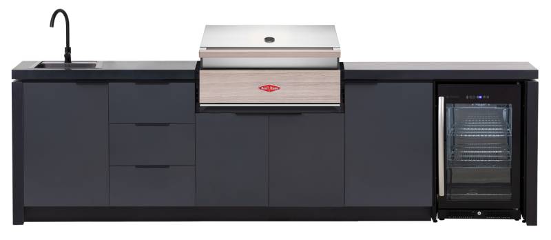 Cabinex Outdoor Küche Größe L inkl. Outdoor Kühlschrank und Spüle - mit BeefEater Einbaugrill Discovery 1500-Serie 4-Brenner