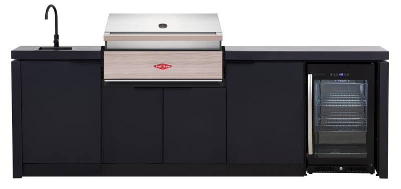 Cabinex Outdoor Küche Größe M inkl. Outdoor Kühlschrank und Spüle - mit BeefEater Einbaugrill Discovery 1500-Serie 4-Brenner