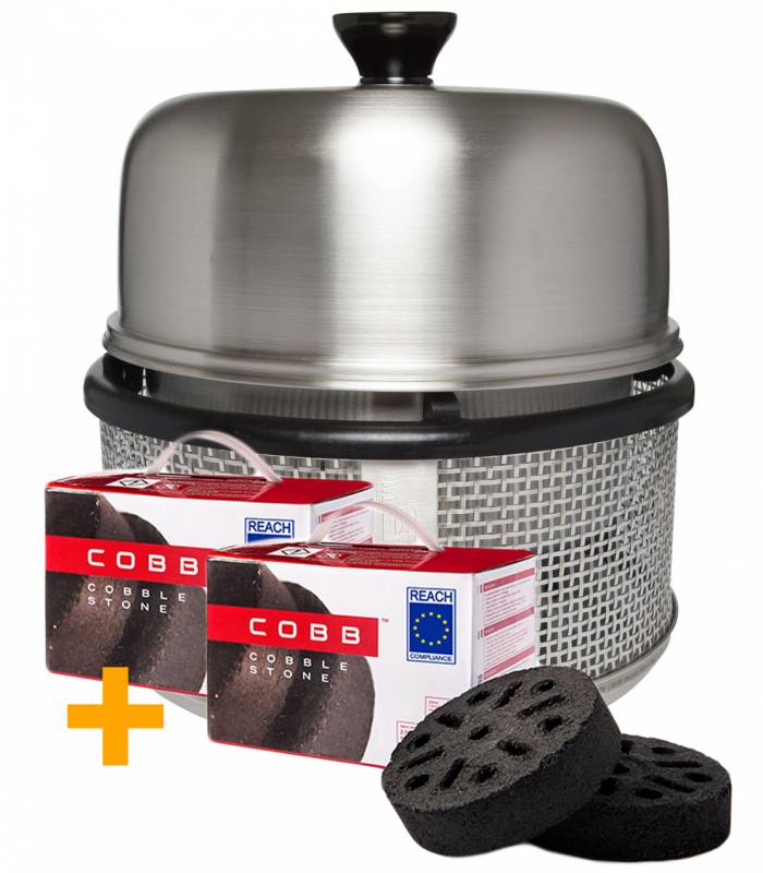 Auslaufmodell: Cobb Grill PREMIER PLUS Holzkohlegrill Tischgrill Campinggrill - X-DEAL inkl. 2 x Cobble Stone Grillbriketts