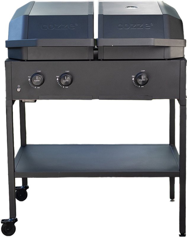 Cozze Quattro 900 - 4in1 Gasgrill + Planchagrill + Pizzaofen + Steakstation, inkl. Grillstation