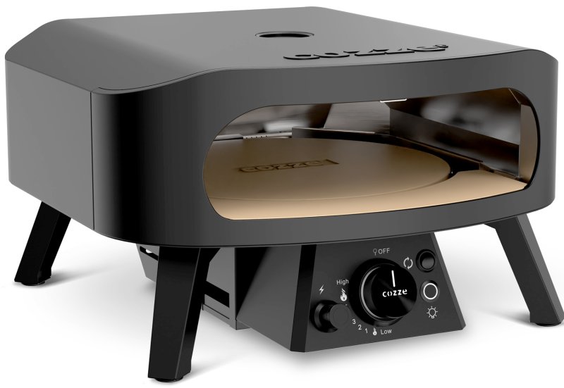 COZZE Pizzaofen Gas CLASSIC Black Edition 34 cm (13") - mit rotierendem Pizzastein - inkl. Hitzeschild