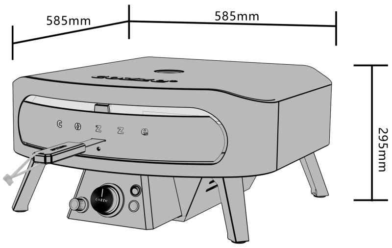 COZZE Pizzaofen Gas CLASSIC Black Edition 42,5 cm (17") - mit rotierendem Pizzastein - inkl. Hitzeschild
