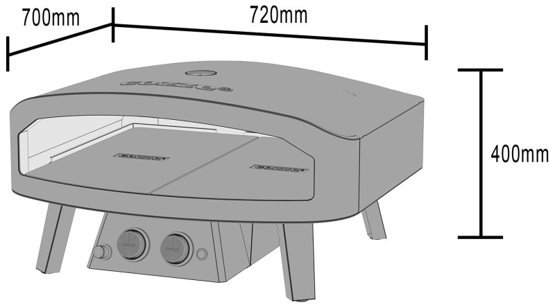 COZZE Pizzaofen Gas CLASSIC Black Edition 60 cm (24") - inkl. Hitzeschild