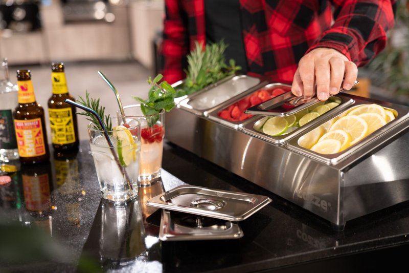 COZZE XL Pizzaofen Zubehör Set: Pizza-Station mit 5 Behältern und Deckeln, Pizzaschieber, Pizzaschneider und Infrarot Thermometer