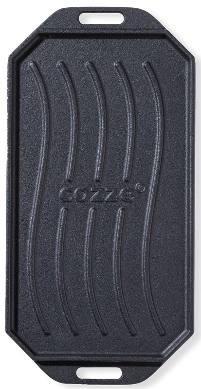 COZZE Gusseisenpfanne mit Holzuntersetzer - 33 x 16,5 cm