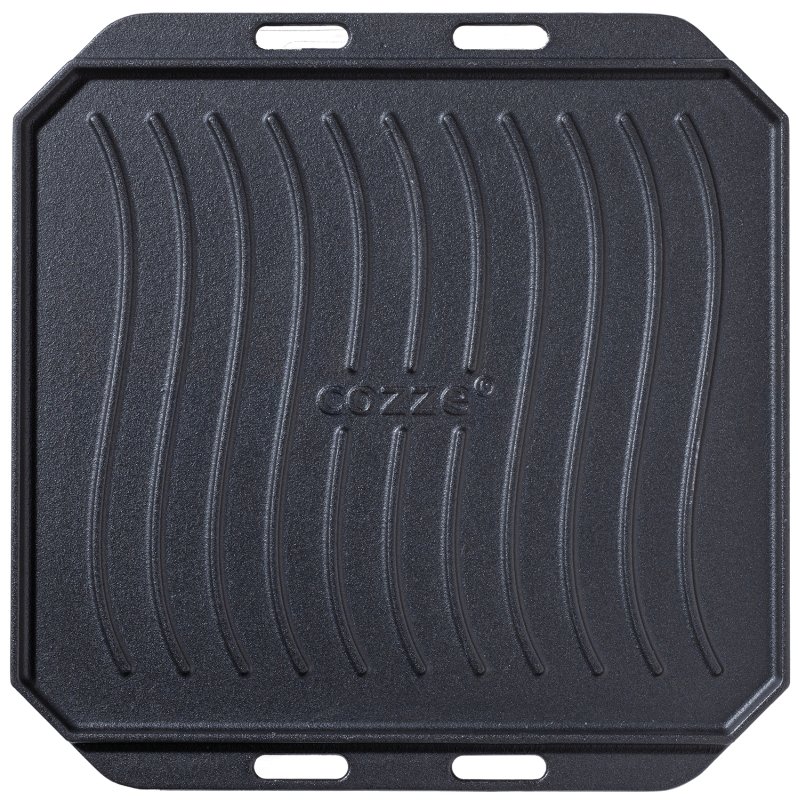 COZZE Gusseisenpfanne mit Holzuntersetzer - 33 x 33 cm