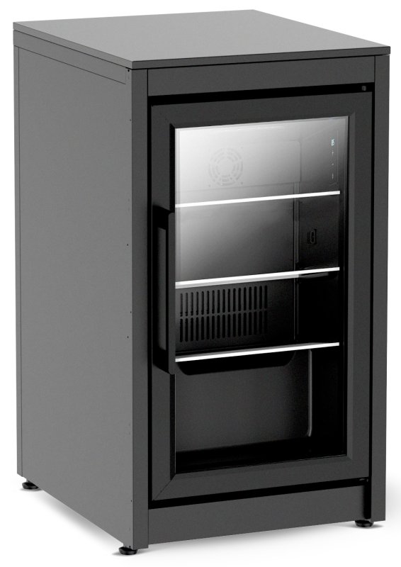 Cozze Outdoor Küche Elements (L-förmig) 452 x 200 cm - mit Quattro 900, Pizzaofen 17" Black Edition, Kühlschrank & Spüle