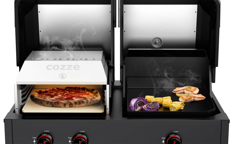 Cozze Quattro 900 - 4in1 Gasgrill + Planchagrill + Pizzaofen + Steakstation