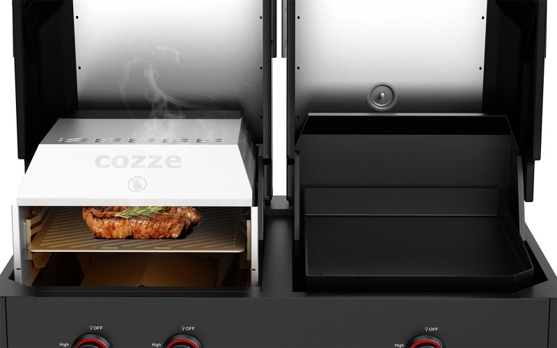 Cozze Quattro 900 - 4in1 Gasgrill + Planchagrill + Pizzaofen + Steakstation