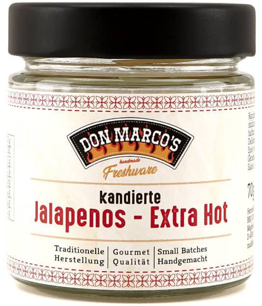 Don Marcos Handmade Freshware - Kandierte Jalapenos Extra Hot - 70g Glas