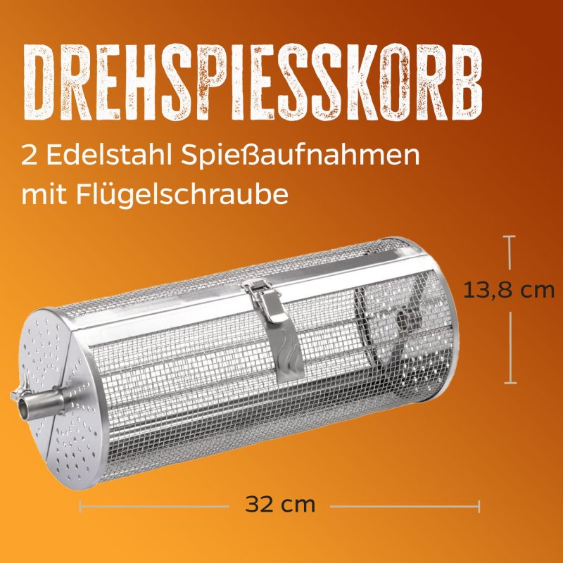 Grillfürst Drehspießkorb / Rotisseriekorb, Edelstahl - Retoure