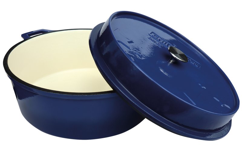 Grillfürst emaillierter Dutch Oven ohne Füsse DO12 - blau