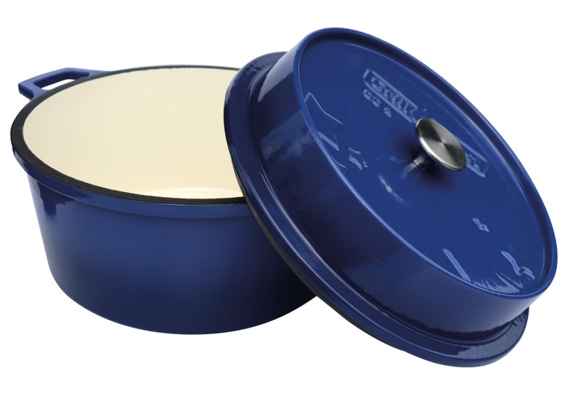 Grillfürst emaillierter Dutch Oven ohne Füsse DO6 - blau