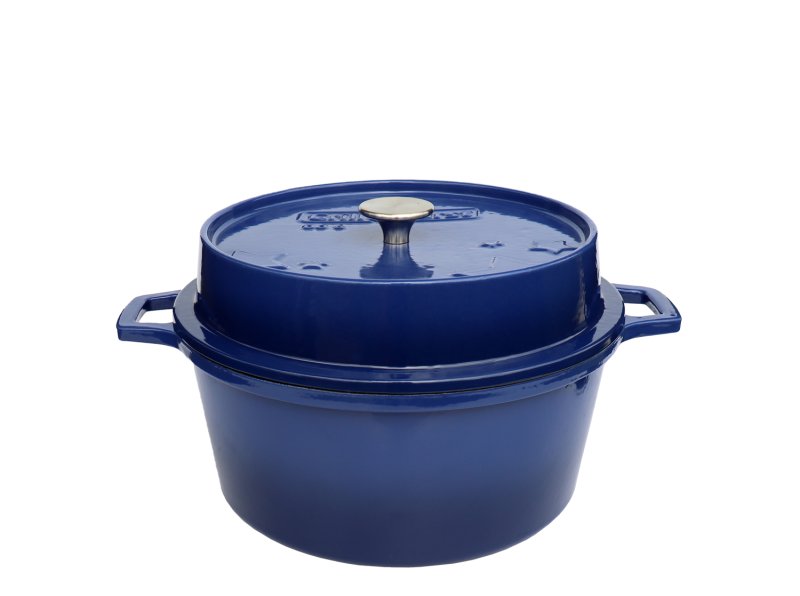 Grillfürst emaillierter Dutch Oven ohne Füsse DO6 - blau