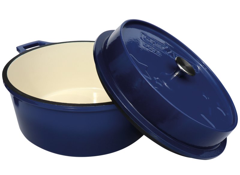 Grillfürst emaillierter Dutch Oven ohne Füsse DO7,5 - blau