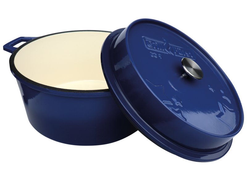 Grillfürst emaillierter Dutch Oven ohne Füsse DO9 - blau