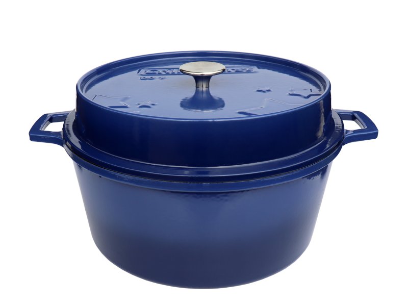 Grillfürst emaillierter Dutch Oven ohne Füsse DO9 - blau