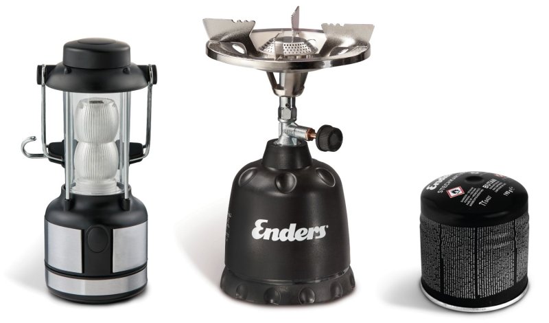 Enders Campingkocher Olymp - Set mit Gaskartuschen & Campinglampe