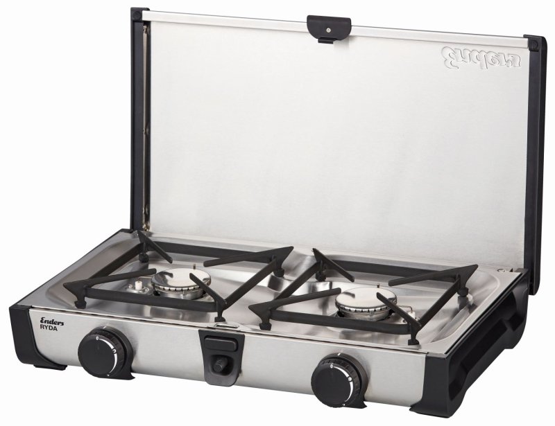 Enders Campingkocher Ryda 2Z GP - 2-flammig mit Zündsicherung, Grillplatten & Transporttasche