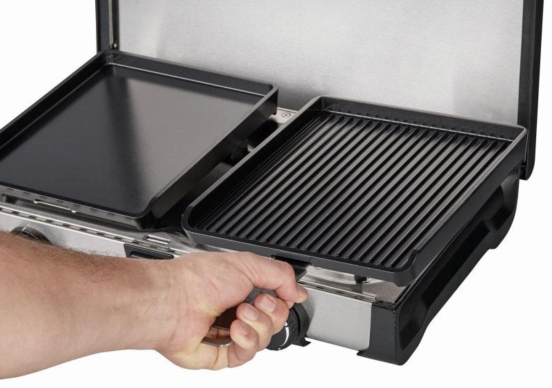 Enders Campingkocher Ryda 2Z GP - 2-flammig mit Zündsicherung, Grillplatten & Transporttasche