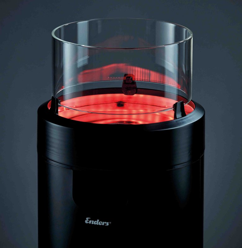 Enders Terrassenfeuer Gas Nova LED M / schwarz inkl. Tischablage + Abdeckhaube