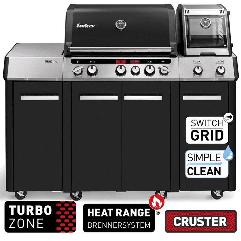 Enders UNIQ Pro 3 IKO Kitchen Gasgrill mit CRUSTER Backburner & Delicater-Ofen
