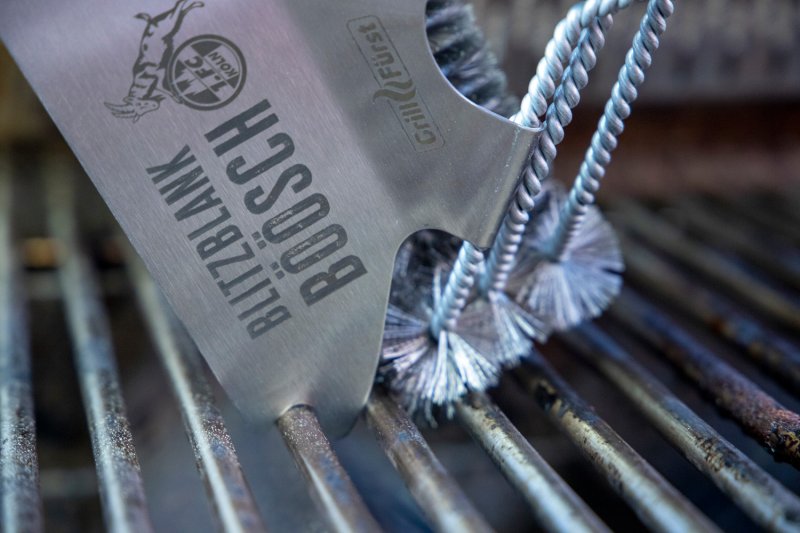 Grillfürst Grillbürste - 1. FC Köln Edition - Edelstahl, mit breitem 3-fach Bürstenkopf und Schaber