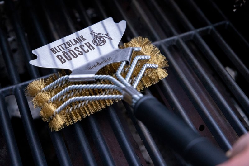 Grillfürst Grillbürste - 1. FC Köln Edition - Messing, mit breitem 3-fach Bürstenkopf und Schaber