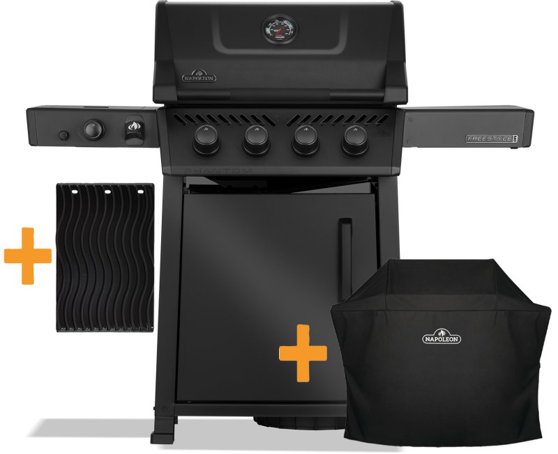 Napoleon Phantom Freestyle PRO 425 Gasgrill, Mattschwarz - mit Sizzle Zone und Edelstahlrosten - inkl. Abdeckhaube und Grillplatte - Modell 2026