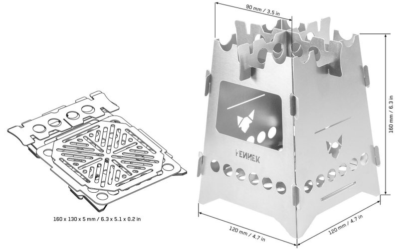 Fennek Hobo Kocher Basic zum Stecken / Edelstahl mit Tasche