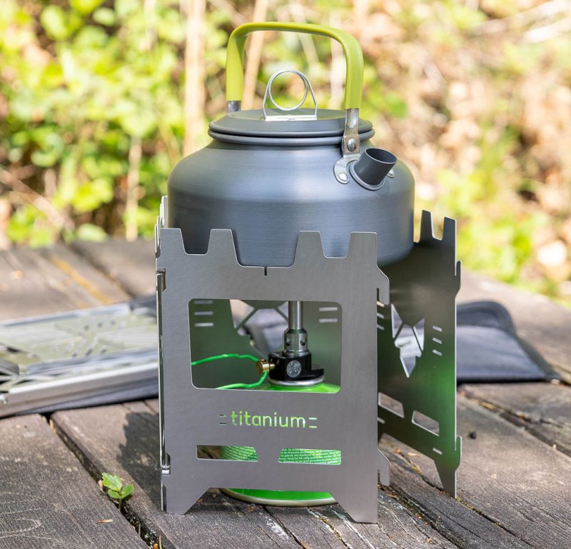 Fennek Hobo Kocher Premium zum Klappen / Titan mit Tasche und Aschewanne