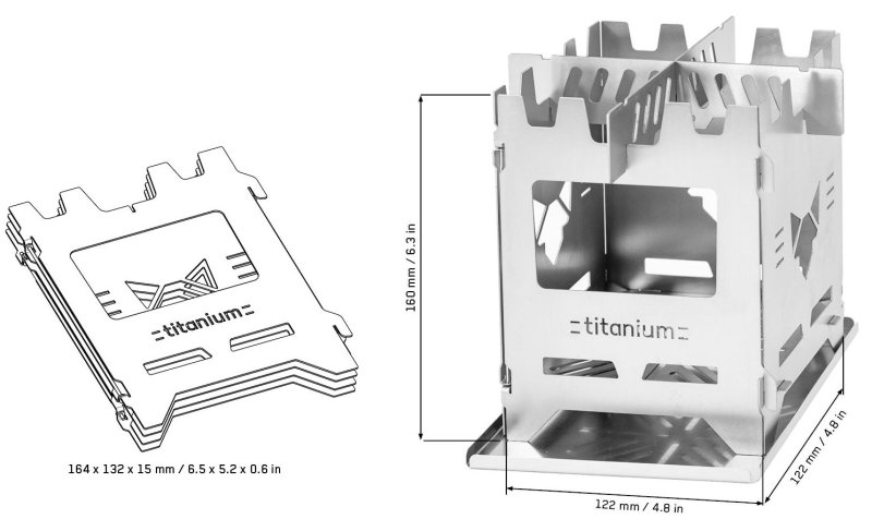 Fennek Hobo Kocher Premium zum Klappen / Titan mit Tasche und Aschewanne