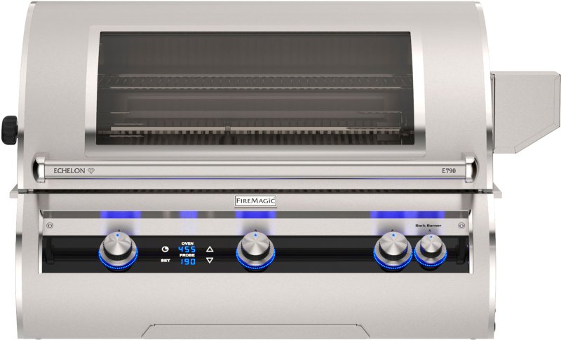Fire Magic Gasgrill Einbaugrill Echelon E790i - mit Heckbrenner inkl. Rotisserie, Bluetooth Grillthermometer und XL Sichtfenster - Modell 2025